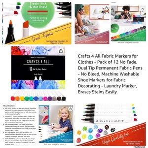 Crafts For All 12 pack fabric clothes markers Lot of two NWT